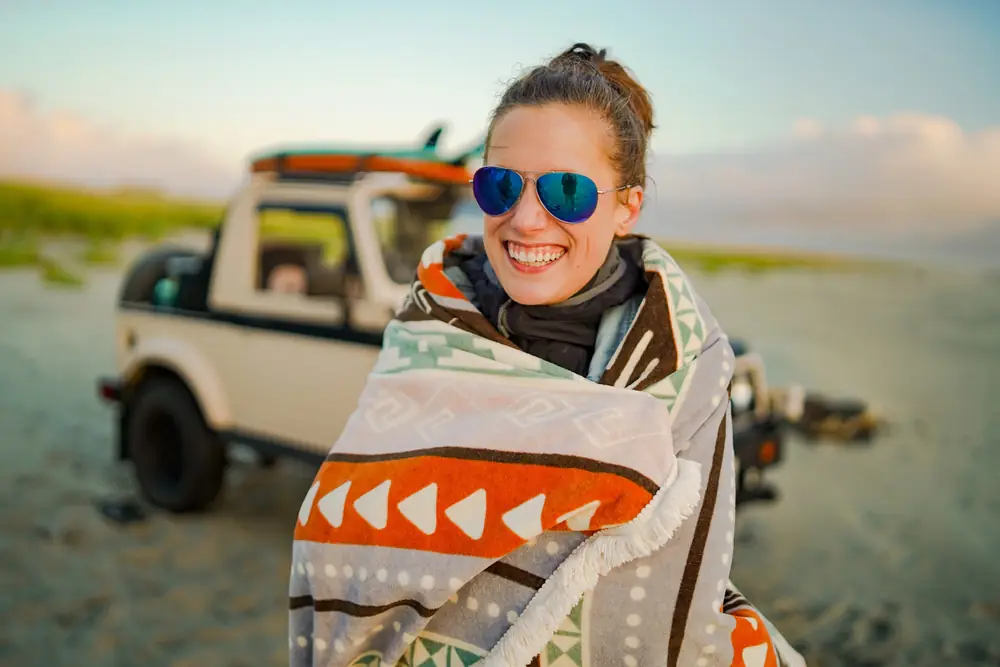 Guest enjoying an Ocean Shores beach visit