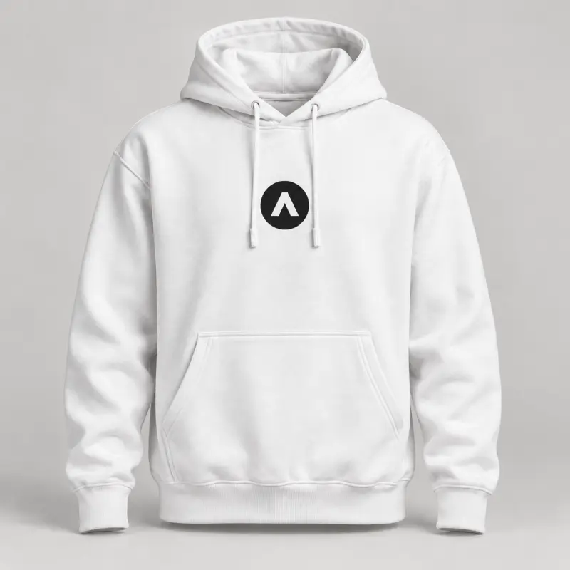 White A-Frame Hoodie with black circled A-frame logo